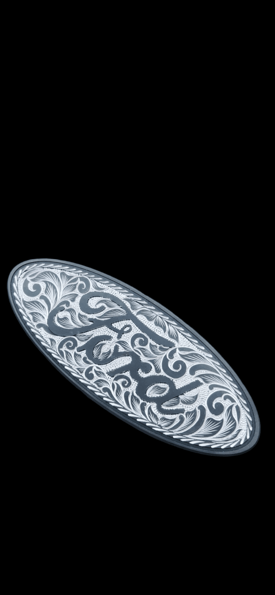 Premium Custom Engraved Black Ford Emblem - Hand-Etched Automotive Art