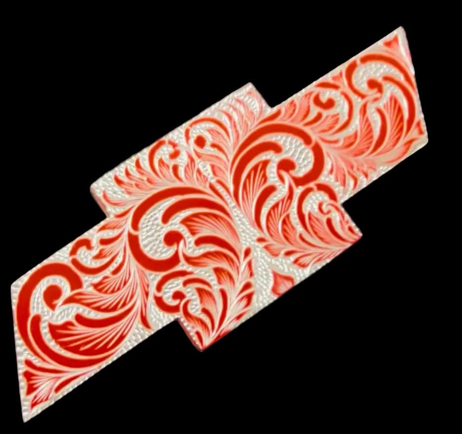 Premium Custom Engraved Front Red Chevy emblem - Hand-Etched Automotive Art