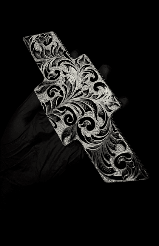 Premium Custom Engraved Black front emblem fully engraved - Hand-Etched Automotive Art