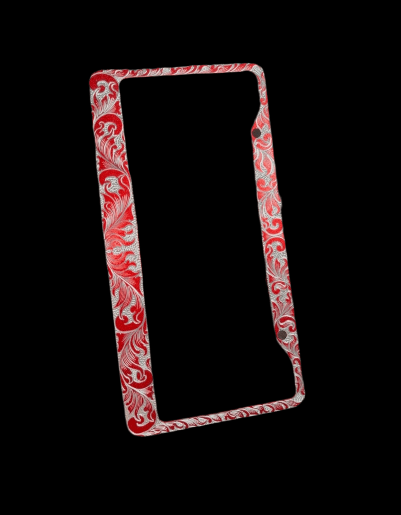 Premium Custom Engraved Candy red License plate holder - Hand-Etched Automotive Art