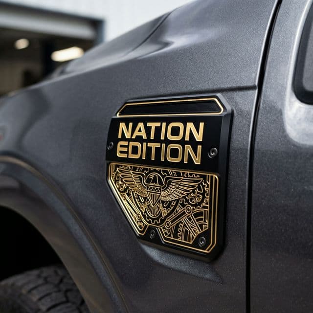 Premium Custom Engraved Ford F-150 Nation Edition Fender Badge - Hand-Etched Automotive Art