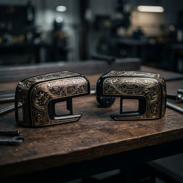 Premium Custom Engraved Ford F-150 Hand-Engraved Mirror Caps - Hand-Etched Automotive Art