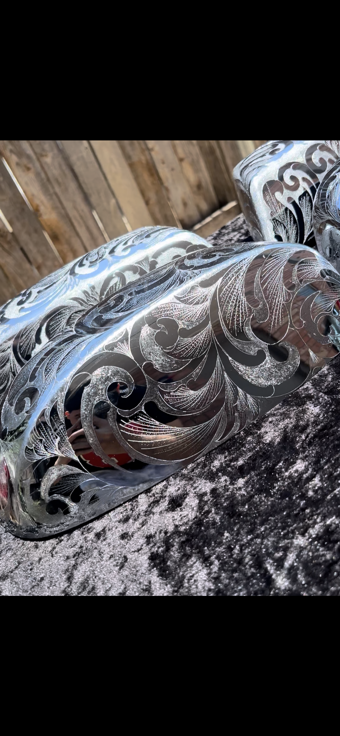 2 pcs Mirror cap Hand made engraved 07-13/14-18